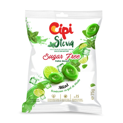 סוכריות ללא סוכר עם סטיביה בטעם מנטה 75 גרם